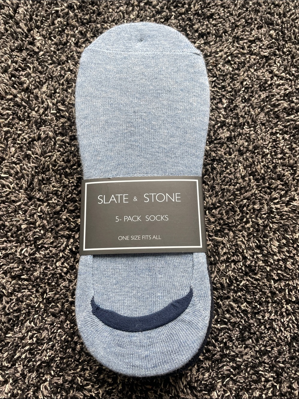 Slate & Stone Men's No-Show Athletic Socks in Light Blue with Navy Tab (5-Pack)